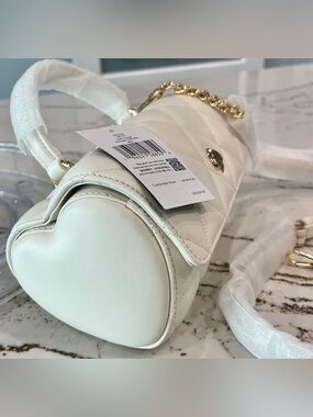 Kate Spade $429.RP Leather Quilted Barrel Heart Crossbody/shoulder Bag Merinque